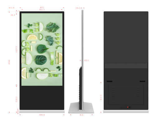 Android 65 Zoll Digital Signage Boden Stehender Touchscreen LCD-Display