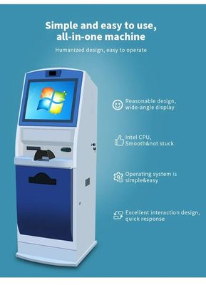 19 Zoll Touchscreen Selbstbedienungskiosk mit ID-Kartenleser und A4-Drucker