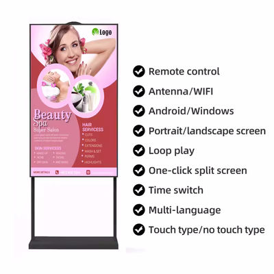 43-Zoll-Werbedisplay mit hoher Helligkeit, 2000-3000 Nits Helligkeit und 178° Betrachtungswinkel für freistehende digitale Beschilderung