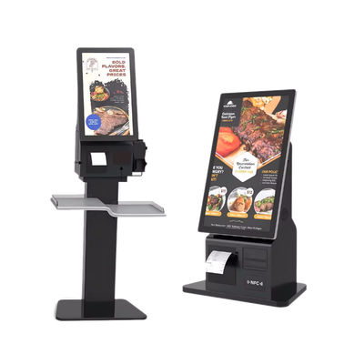 Kiosk zur Selbstbestellung auf dem Tisch mit Spracherkennung und anpassbarem Logo