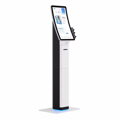 Schlanker POS-Kiosk mit Barcode-Scanner und Quittungsdrucker für einen optimierten Selbstbedienung