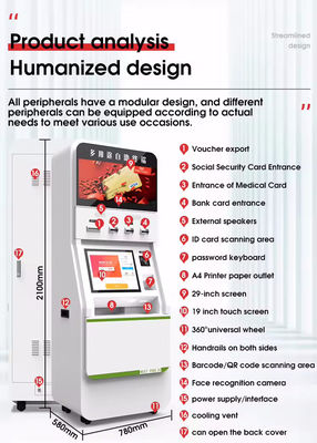 Windows 10 Selbstbedienung POS-System mit Dual-Touchscreen und Barcode-Scanner