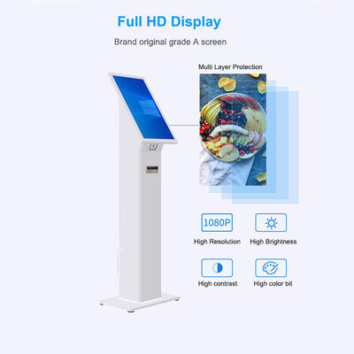 Self-Check-in-Kiosk mit QR-Code-Kartenleser, Windows 10 OS und anpassbaren LED-Leuchten für effizientes Kunden-Check-in