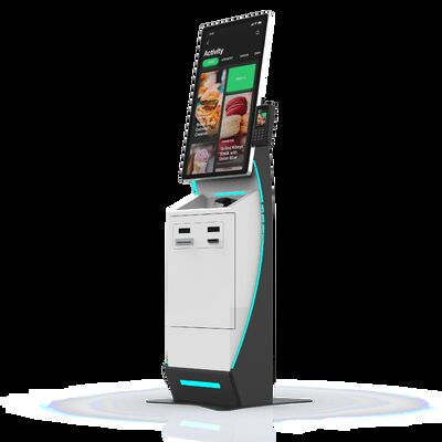 Self Checkin Kiosk mit Passleser und Windows 10 Betriebssystem mit angepassten LED-Leuchten für eine verbesserte Besucherverwaltung