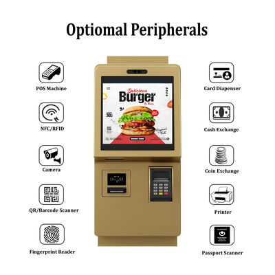 24 Inch Capacitive Touch Screen Self Ordering Kiosk with 1920X1080 Resolution and Wall Mounted Design for Indoor Food Ordering