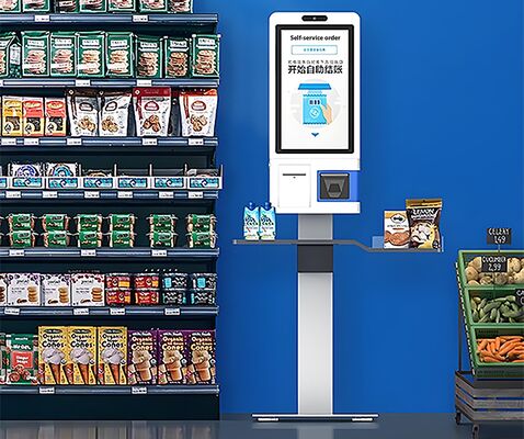 POS Kiosk All-in-one System mit kapazitivem Touchscreen, 80-mm-Thermodrucker und NFC-Kartenleser für Self-Checkout