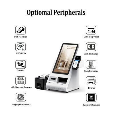 Android POS Self-Check-in-Kiosk mit Pass-Scanner und Karten-Spender für Hotels