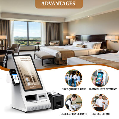 Android POS Self-Check-in-Kiosk mit Pass-Scanner und Karten-Spender für Hotels