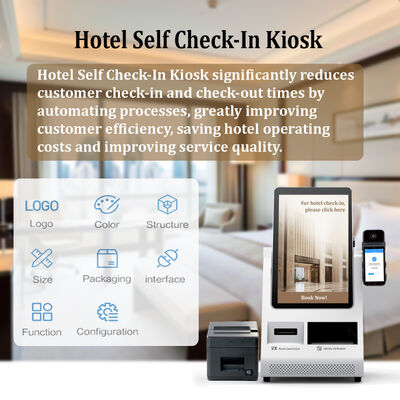 Android POS Self-Check-in-Kiosk mit Pass-Scanner und Karten-Spender für Hotels