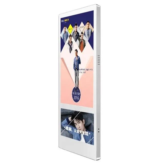 18.5+10.1 Zoll LCD Wandmontierte Aufzug Werbeanzeige mit 50W Leistung und Aluminiumlegierung Konstruktion für digitale Beschilderung