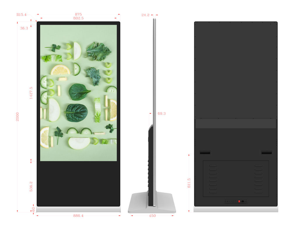 65-Zoll-Touchscreen-Digital Signage-Display mit hoher Helligkeit