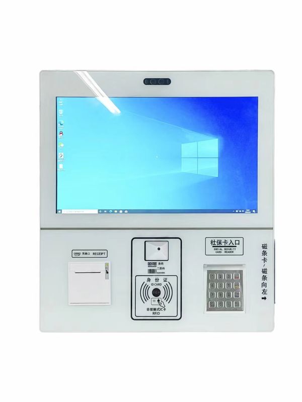 21.5-Zoll-kapazitiver Touchscreen Selbstbedienungskiosk mit QR-Code-Scanner für Krankenhaus-Check-in und Zahlung