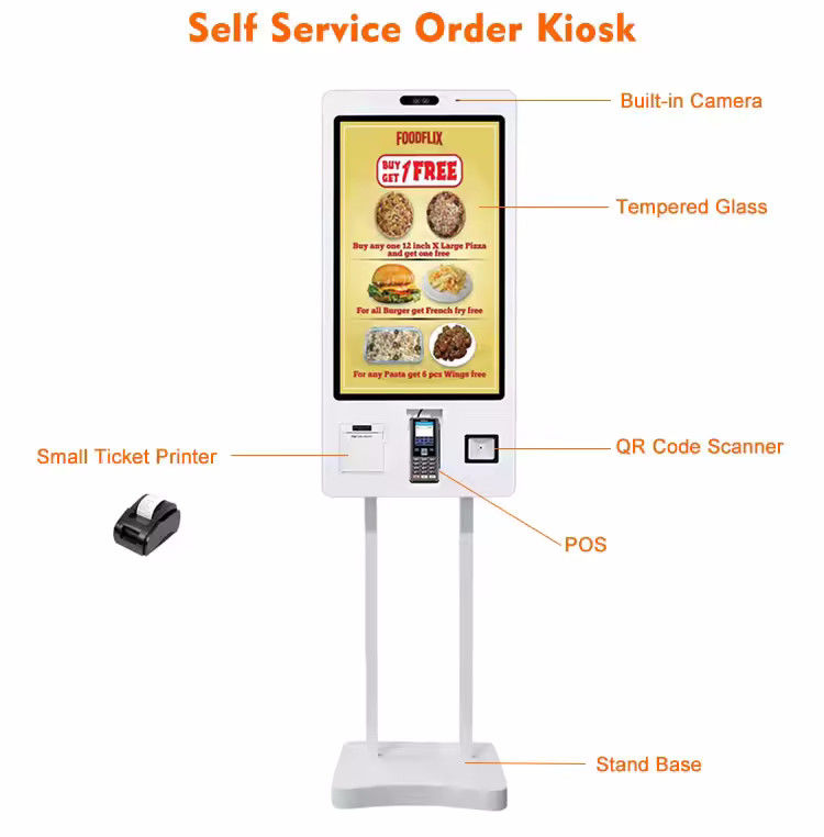 Anpassbarer Kiosk mit Selbstbedienung und Branding, 110-240V AC Eingang und optionaler Gesichtserkennung