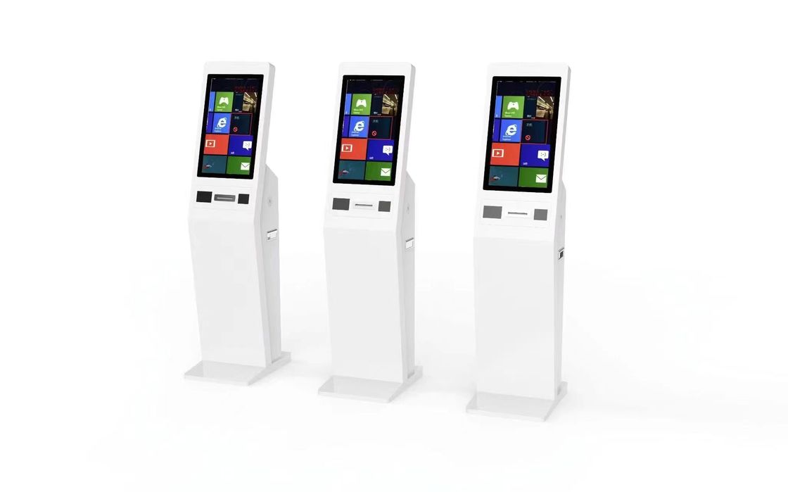 Self-Service-Kassensystem mit mehreren Zahlungsoptionen, Barcode-Scanner und LED-Leuchten, Touchscreen-Kiosk