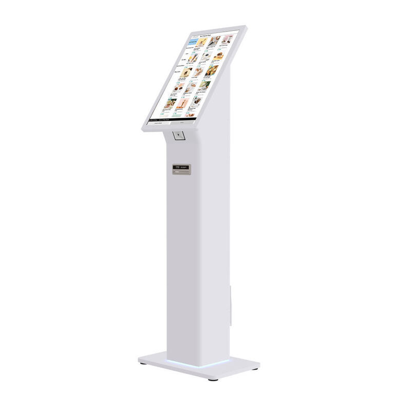 Self-Check-in-Kiosk mit QR-Code-Kartenleser, Windows 10 OS und anpassbaren LED-Leuchten für effizientes Kunden-Check-in