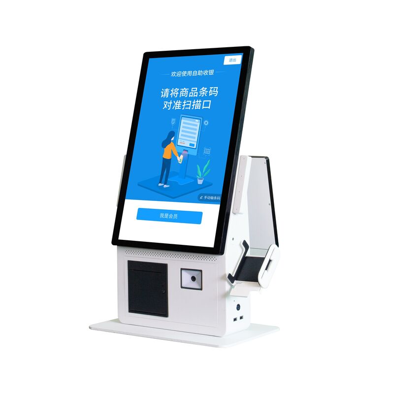 POS Kiosk All-in-one System mit kapazitivem Touchscreen, 80-mm-Thermodrucker und NFC-Kartenleser für Self-Checkout