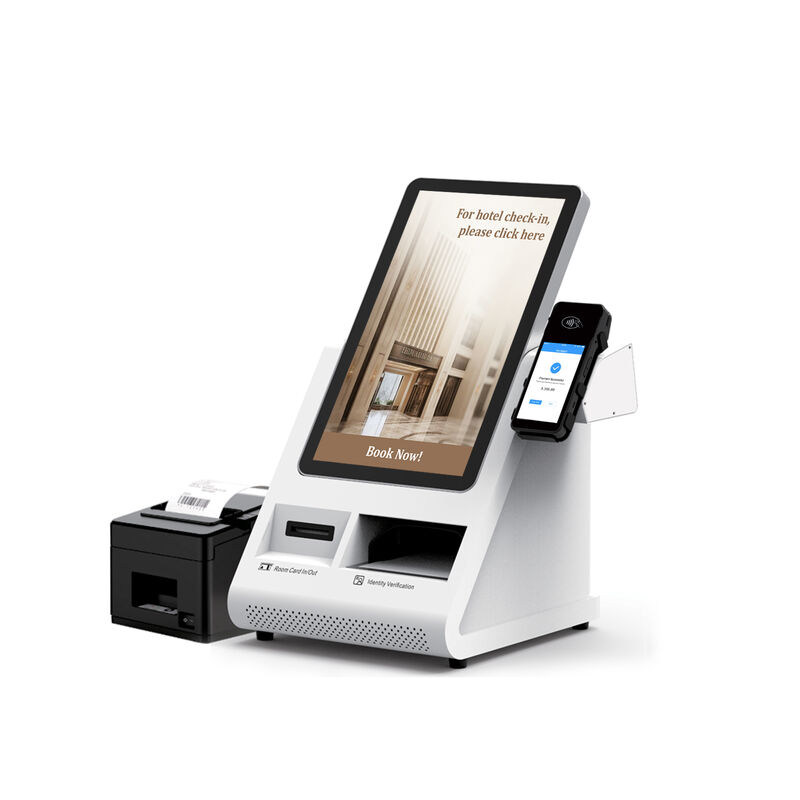 Android POS Self-Check-in-Kiosk mit Pass-Scanner und Karten-Spender für Hotels